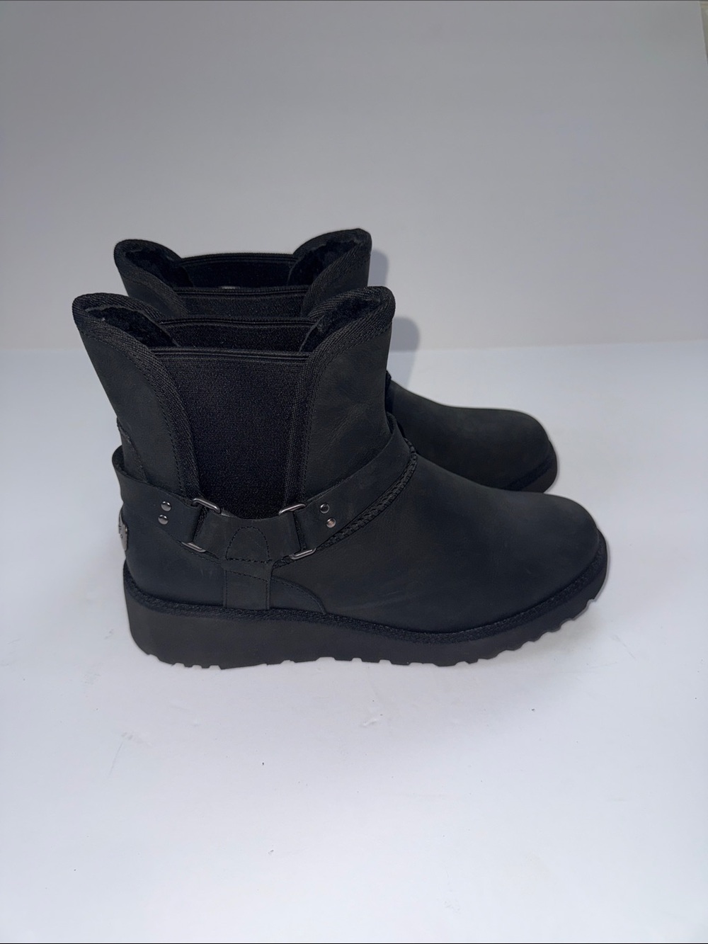 UGG Black Women's Ankle Booties with Harness Detail